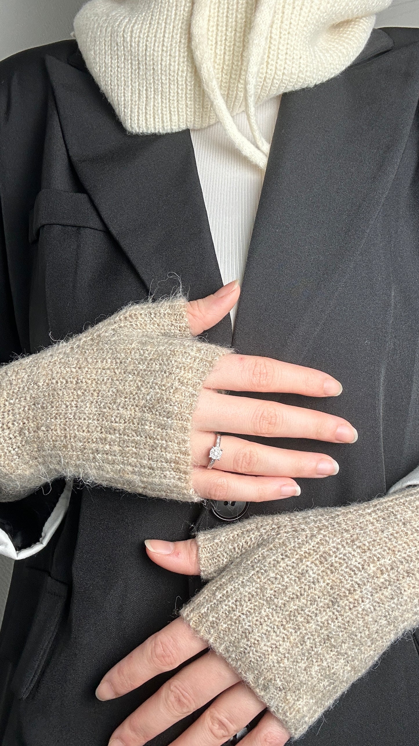 Mitaines courte Beige